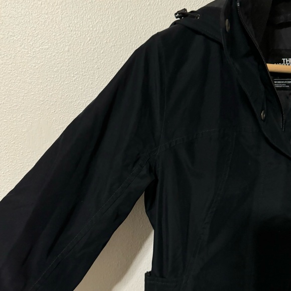 The North Face Laney Trench Coat Black DryVent Cinch Waist Hood Longline X-Small - Picture 5 of 15